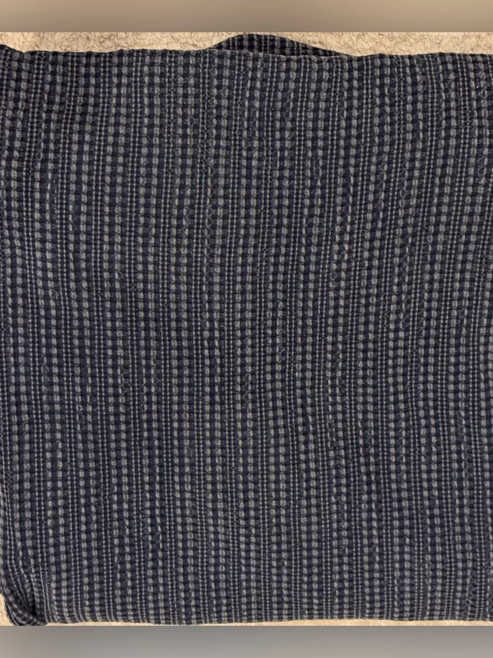 Pottery Barn Navy Textured Waffle Weave Duvet Cover, Full/Queen